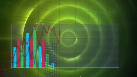 Animation-of-financial-data-processing-over-green-circles