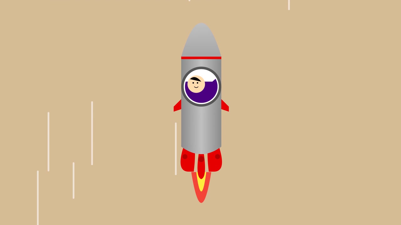 Animated Rocket Ship Flying Through Space