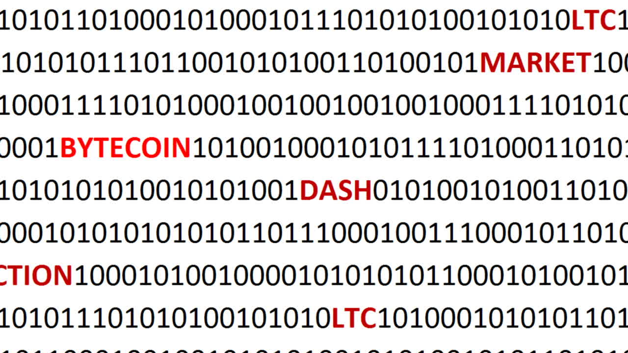Cryptocurrency on a digital background. Background from a program code and cryptocurrencies