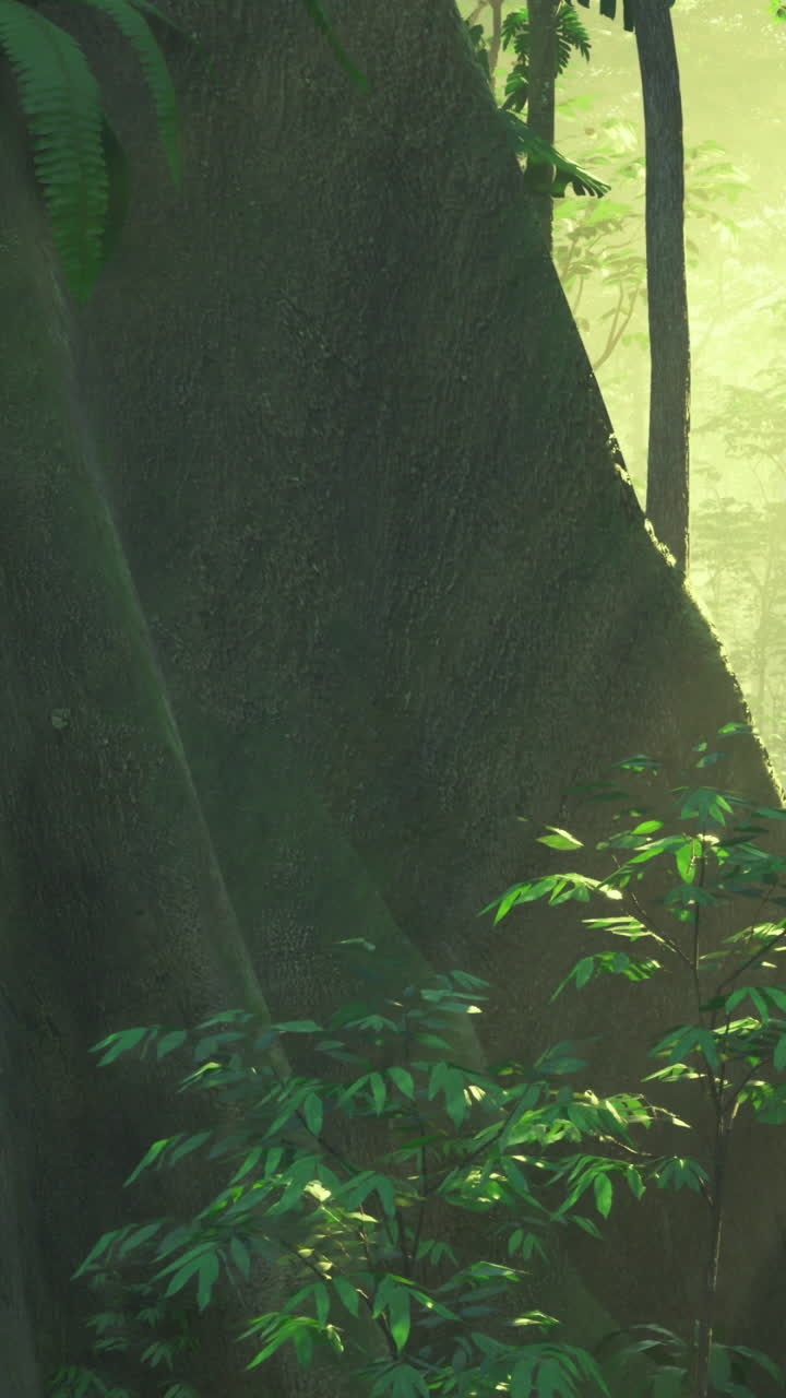 Exploring the lush tranquility of a verdant rainforest habitat in morning light