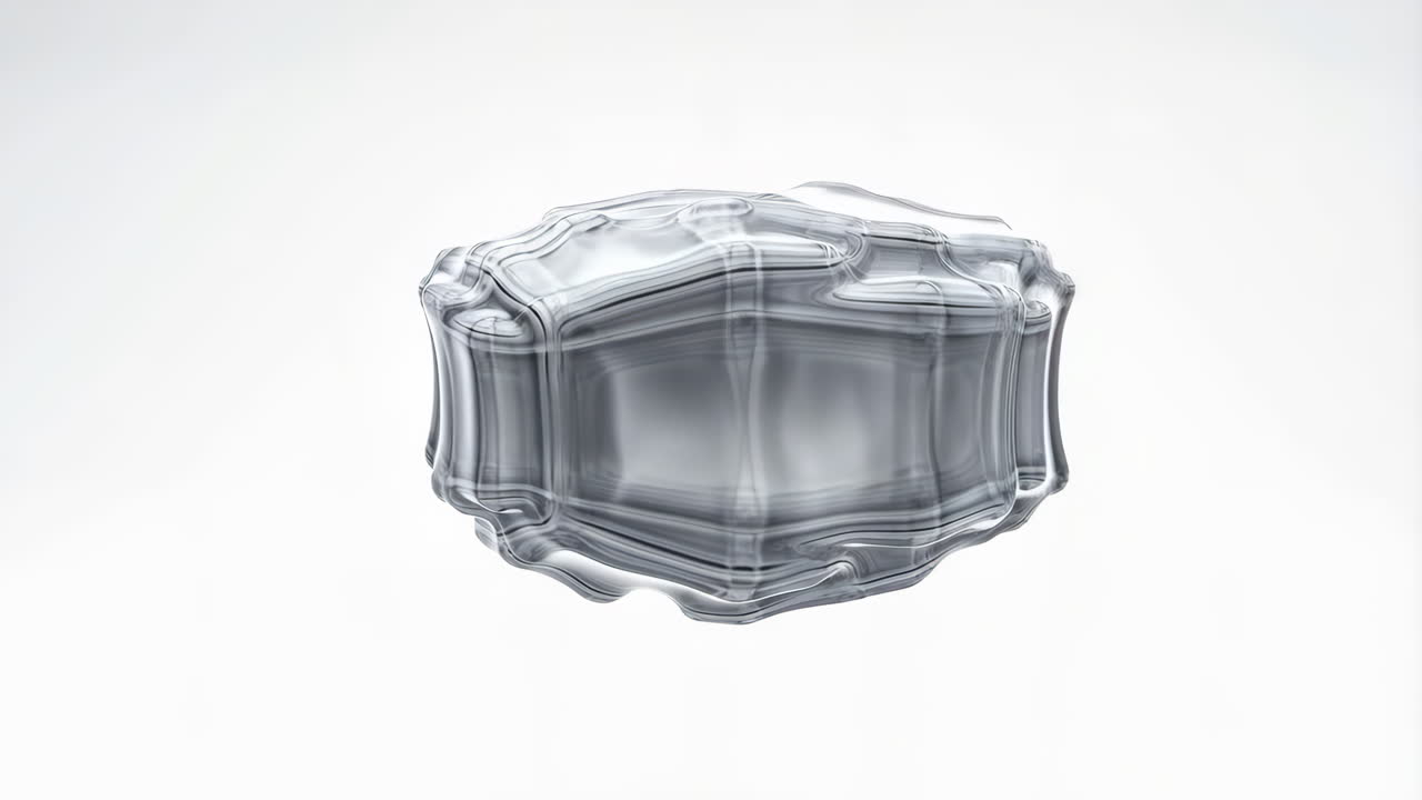 Abstract Liquid Metallic Cube on White Background