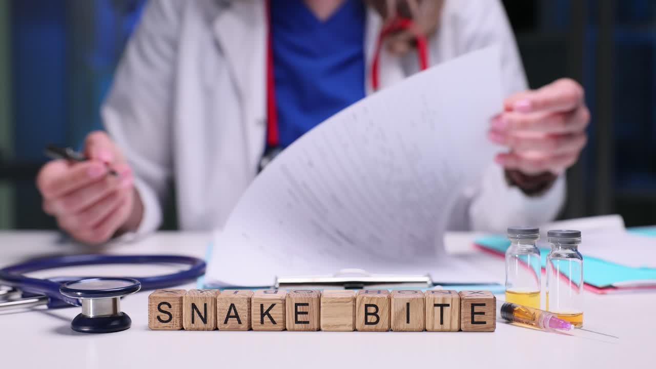 Wooden blocks spell snake bite during antivenom prep in clinic