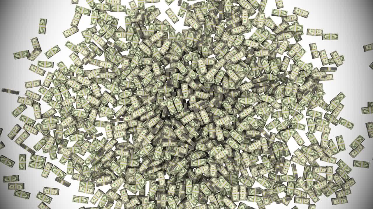 el dinero se acumula paquetes de dólares cayendo ganancias financieras de los ee.uu. impuesto de moneda estadounidense