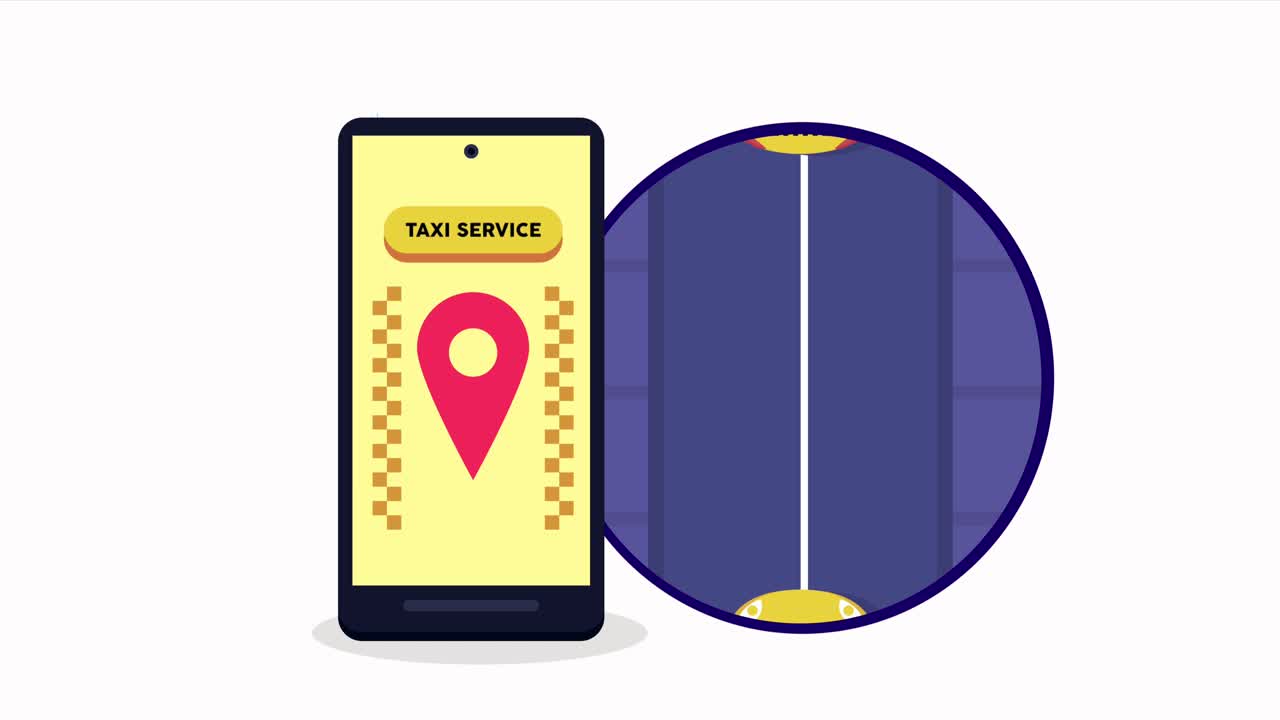 servicio de taxi en línea en un dispositivo de teléfono inteligente