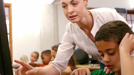 teacher showing student some information