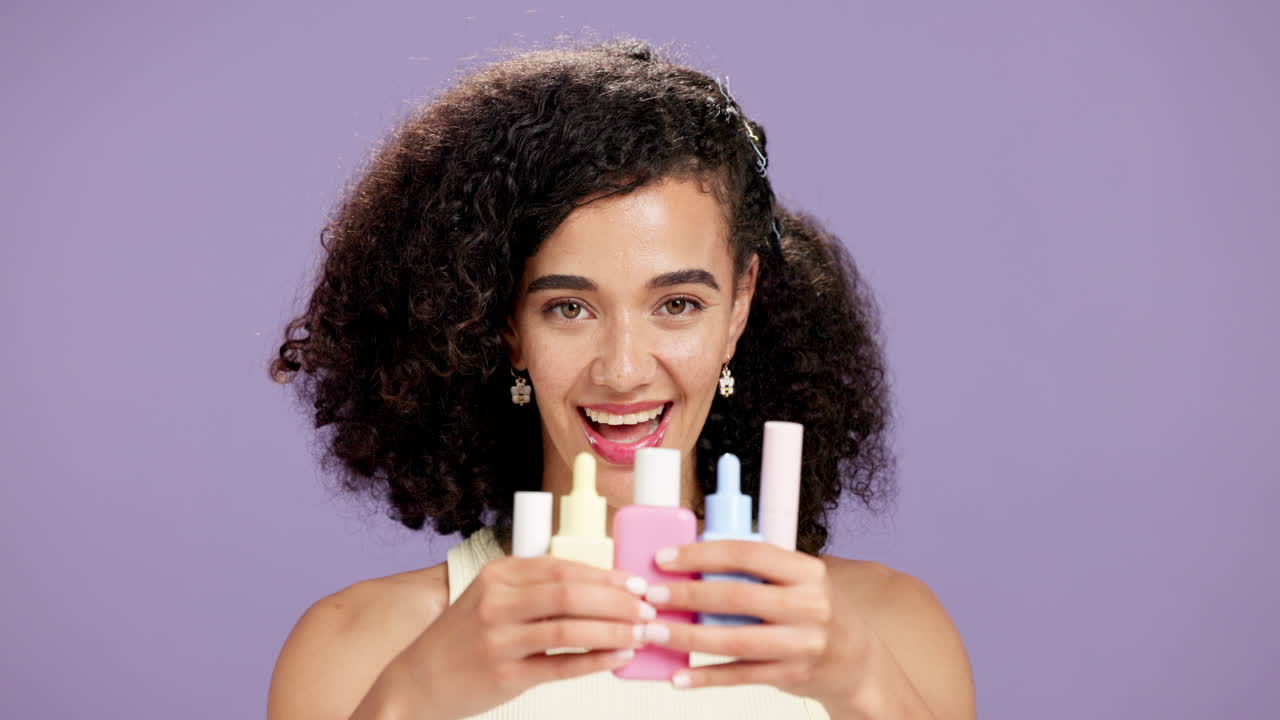 Woman holding skincare products