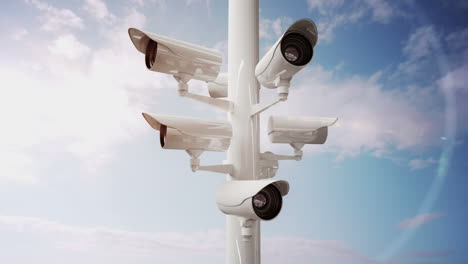 cctv cameras against blue sky