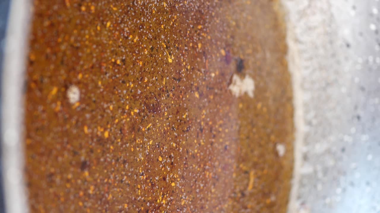 Close-up of a cooking sauce in a pan