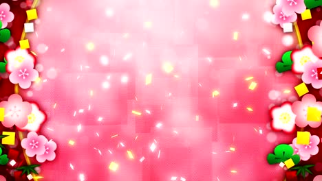 patrón japonés de año nuevo, fondo rojo, animación en bucle,