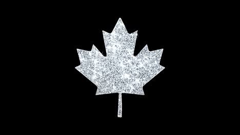 el icono de la hoja de arce canadiense brilla con partículas parpadeantes.