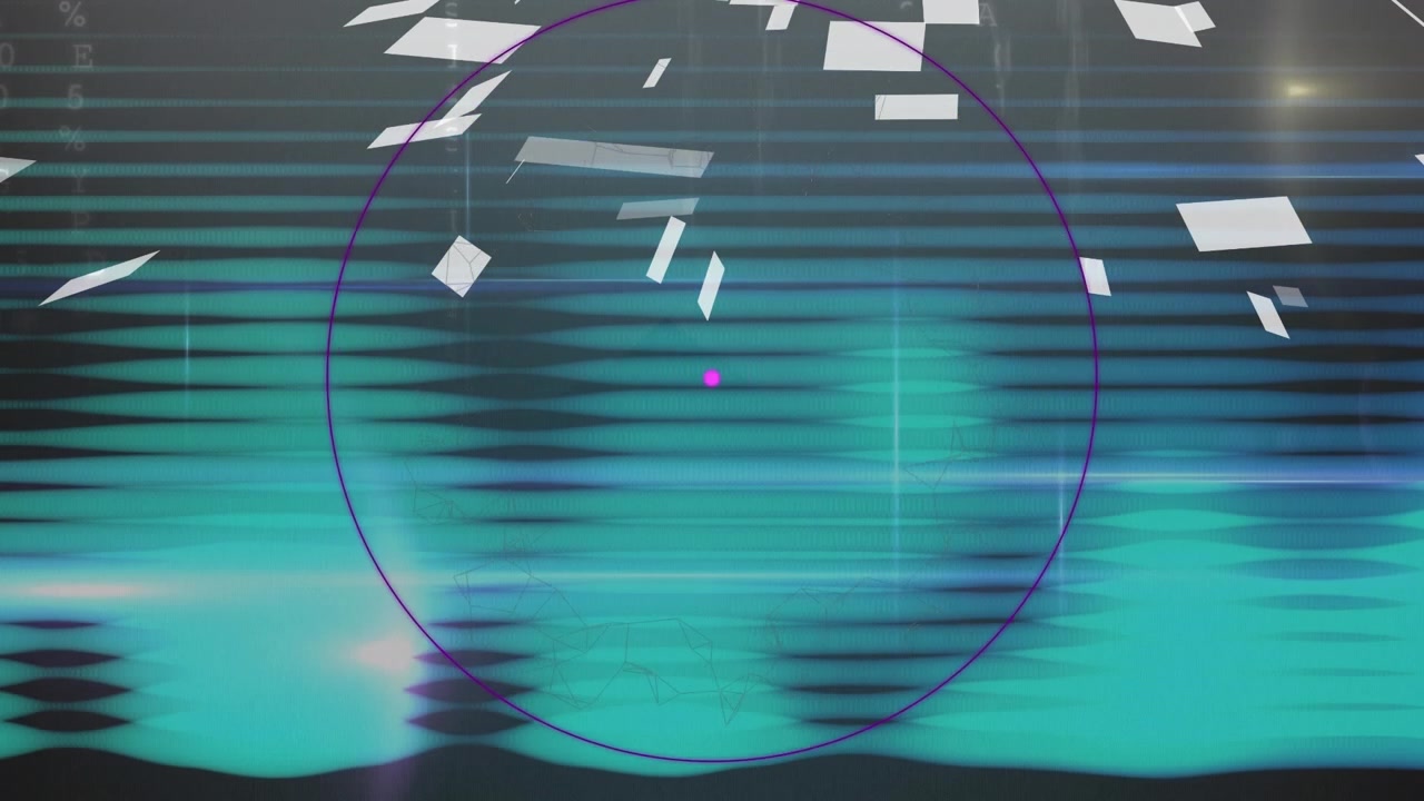 Animation of pink circle spinning over purple background