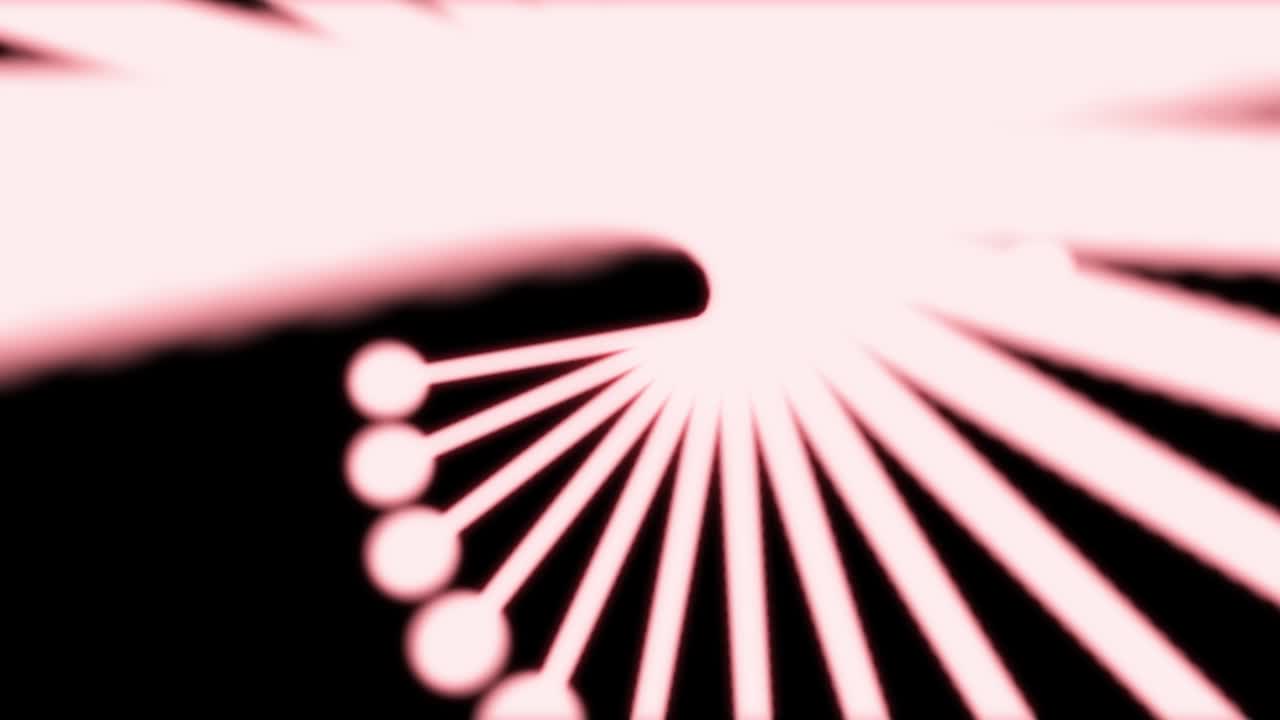 2D animation of glowing DNA composed of particles on a black background. 60FPS. Zoom out.