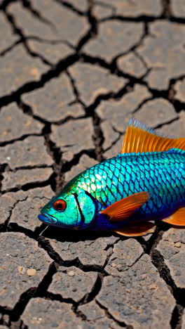 dead fish on dry ground
