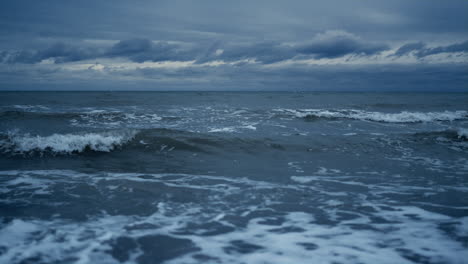 stormy sea landscape splashing on beach horizon line background. nature concept.