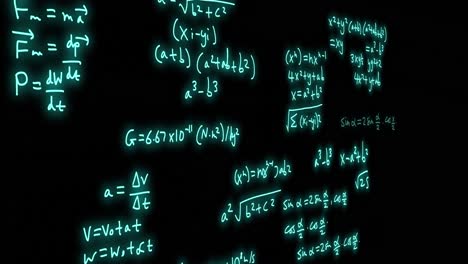 Animation-Mathematischer-Formeln-Und-Wissenschaftlicher-Datenverarbeitung-Auf-Schwarzem-Hintergrund