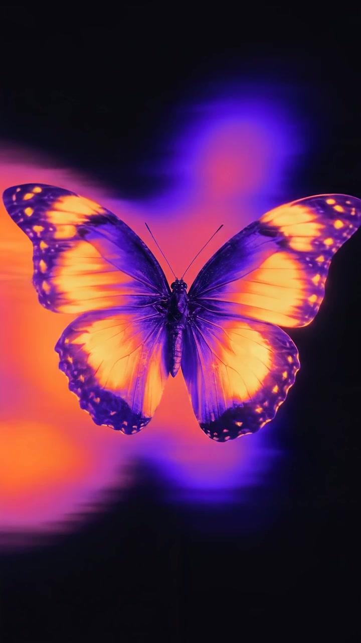 Farfalla Astratta con Vibranti Effetti di Cambio Colore Neon