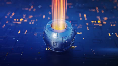 sci-fi device with energy stream seamless loop 3d render animation