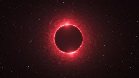 Sphere Blocking Sun Creating Fiery Red Light Around In The Outer Space