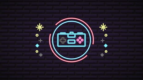 pared con luz de neón para el control de videojuegos