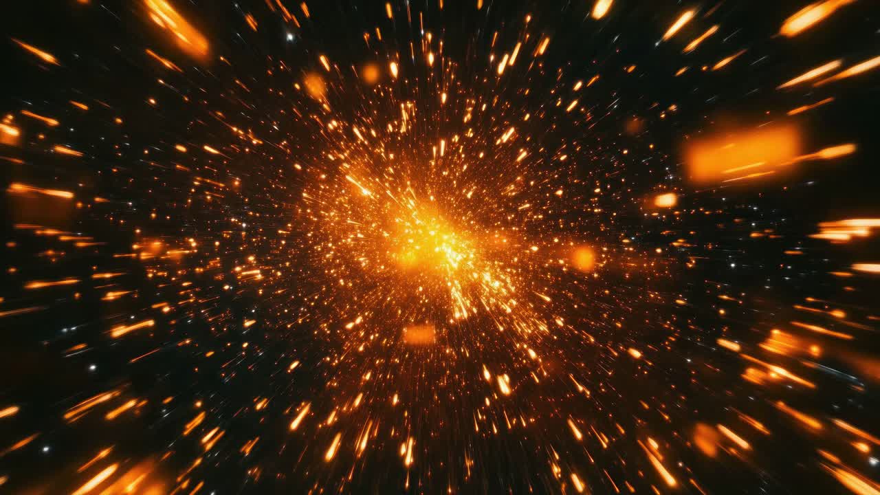 Dynamic video concept of a cosmic explosion with a central focus
