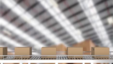 Animation-of-cardboard-boxes-on-conveyor-belt-in-warehouse