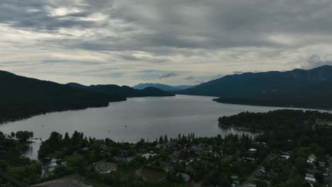 clouded sky over whitefish lake at dusk in flathead county, montana, united states