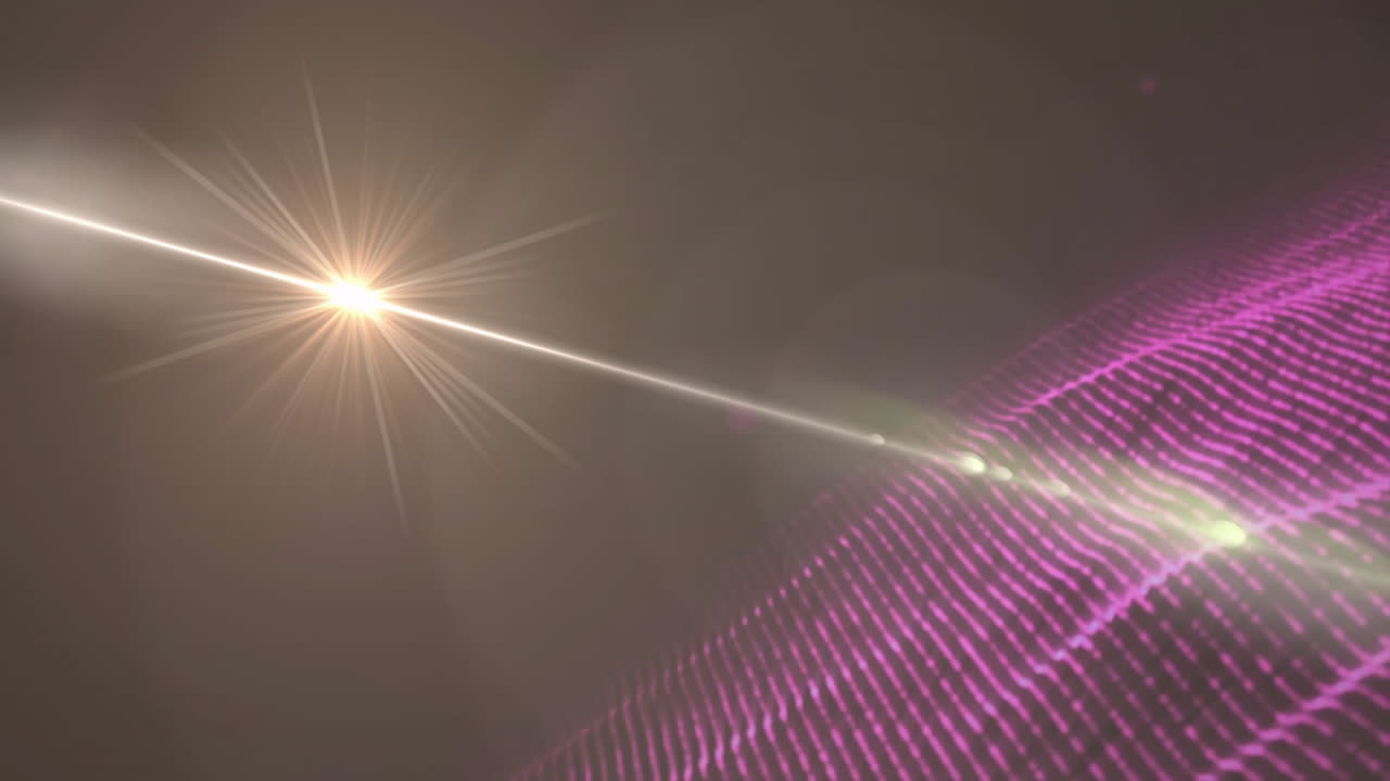 Glowing grid and light beam animation on dark background