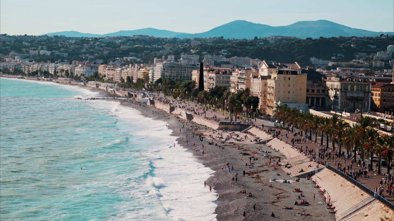 View of coastline of Nice, France in the French Riviera