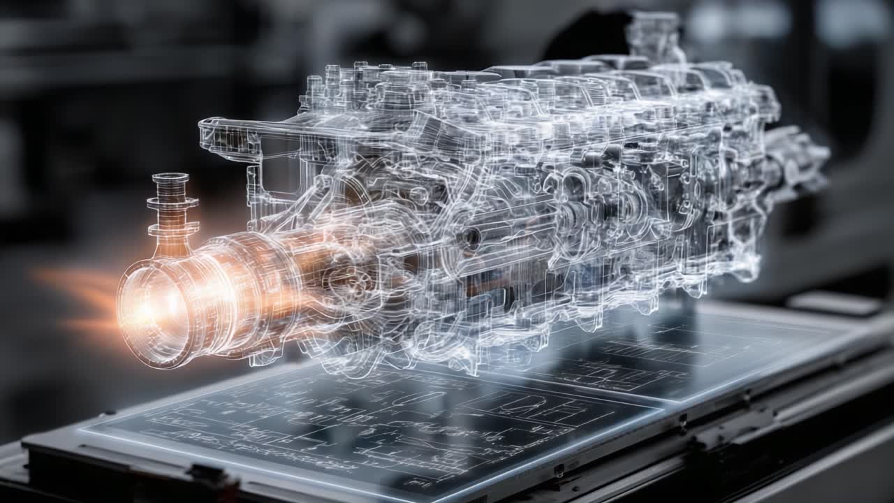 A Transparent Engine Model Displaying Internal Mechanisms in Motion with Emphasis on Technological Design and Precision Engineering as Used in Modern Machinery