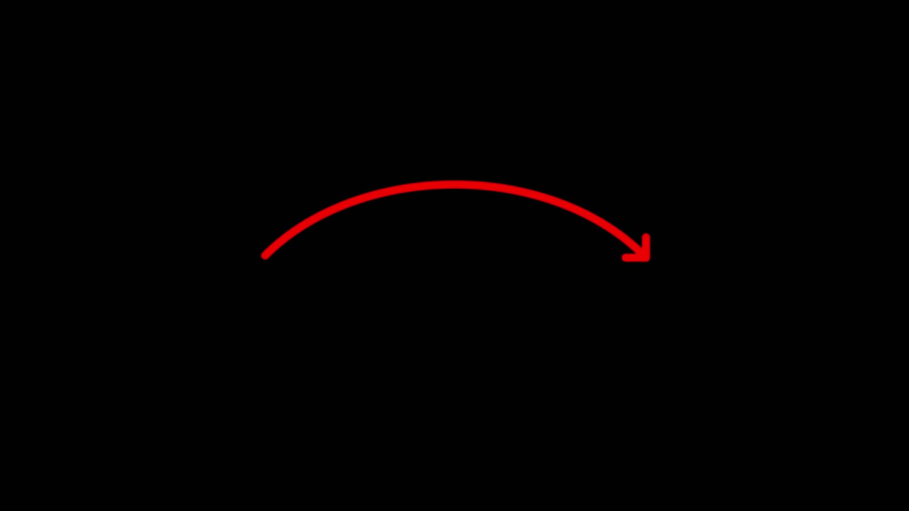 Red curved arrow on black background