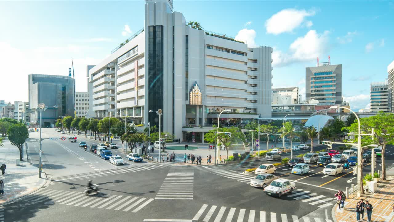 일본 오키나와 주 나하 시내 켄초마에의 타임스 영상