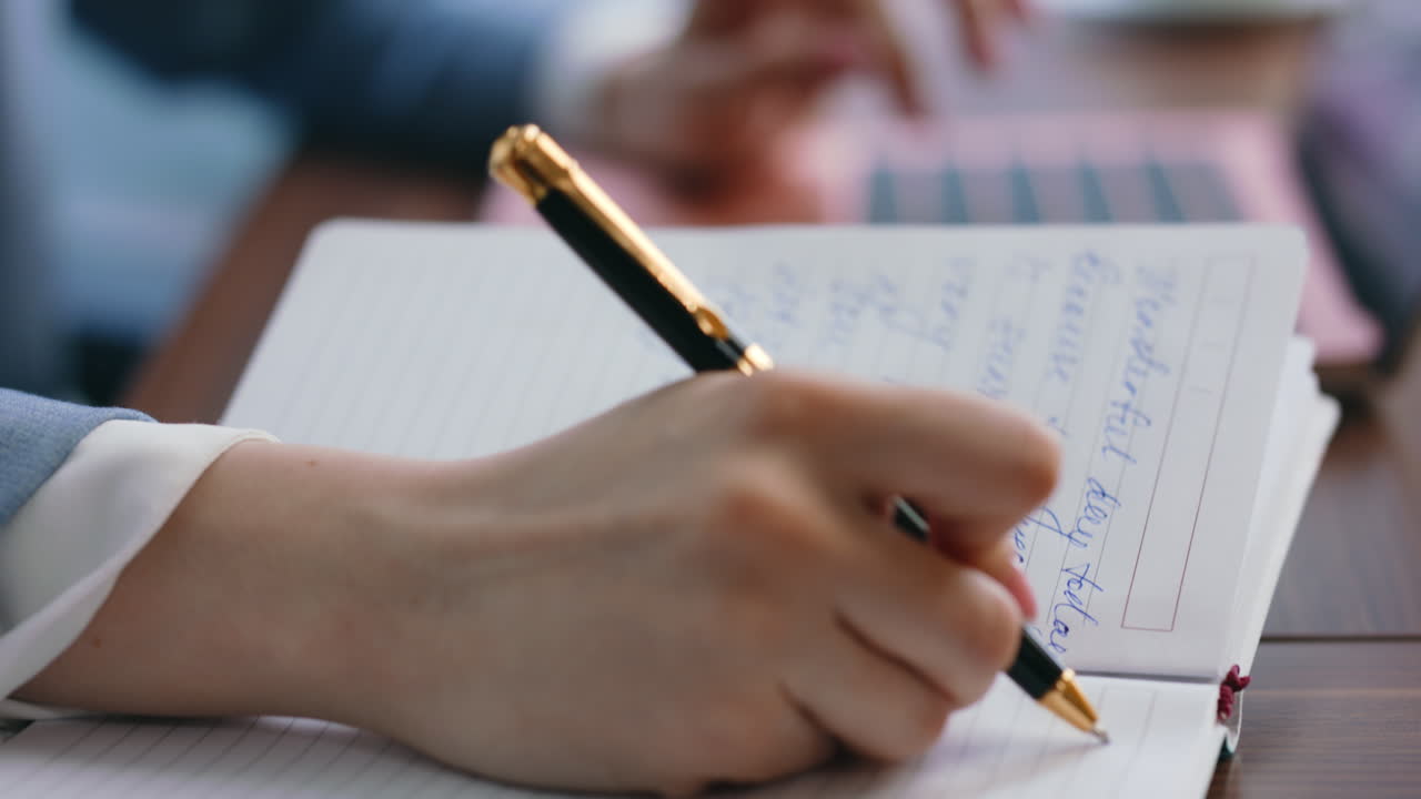 Woman hands typing laptop keyboard at office workplace close up. Worker writing
