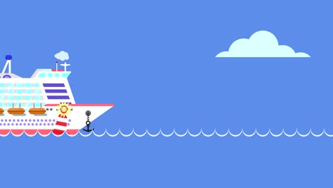 a ship and a cruise ship sail across the sea releasing smoke from the chimney