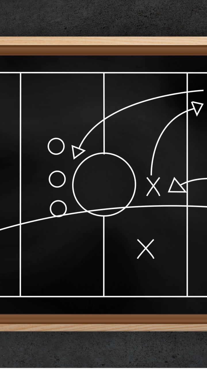 Animation of game plan on black board over black background