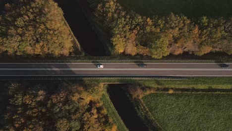 autumn country road aerial view
