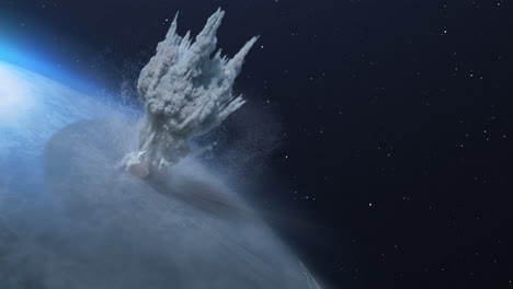 impacto de un asteroide en un planeta