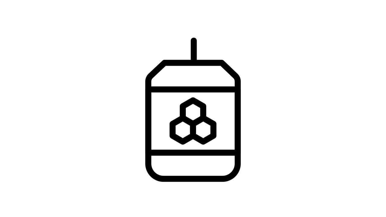 Animated Line Icon of Honey Jar with Dipper