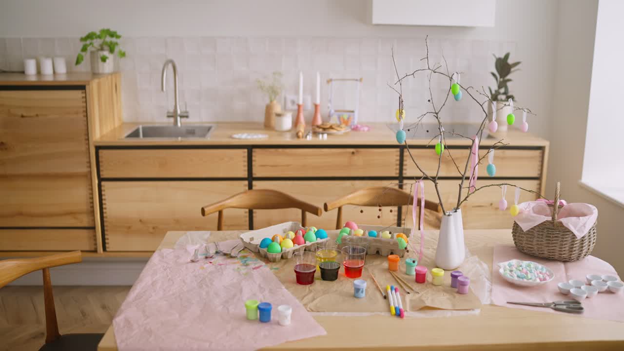 Easter Egg Decorating in a Cozy Kitchen
