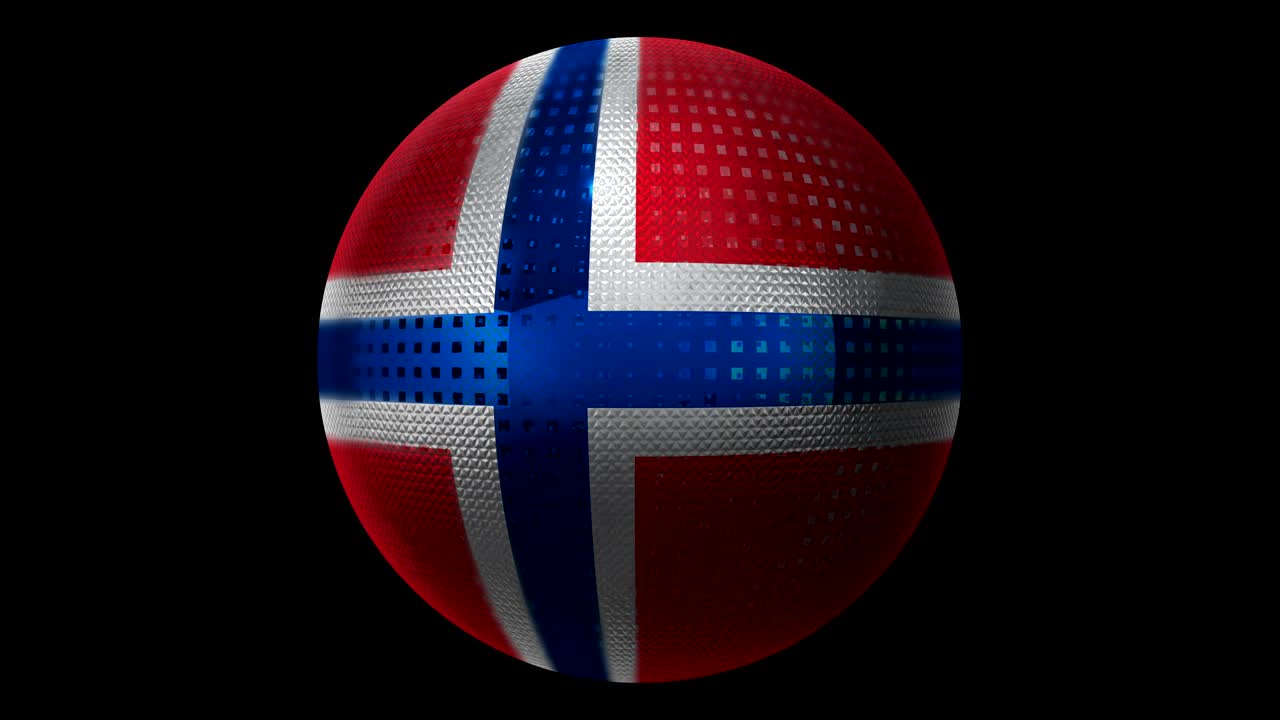 노르웨이 발의 아이콘으로 질이 있는 회전하는 공.