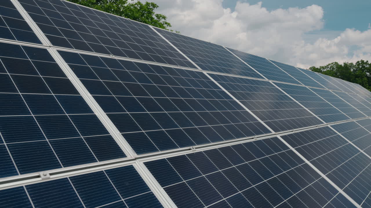 Solar Panel Farm on a Sunny Day