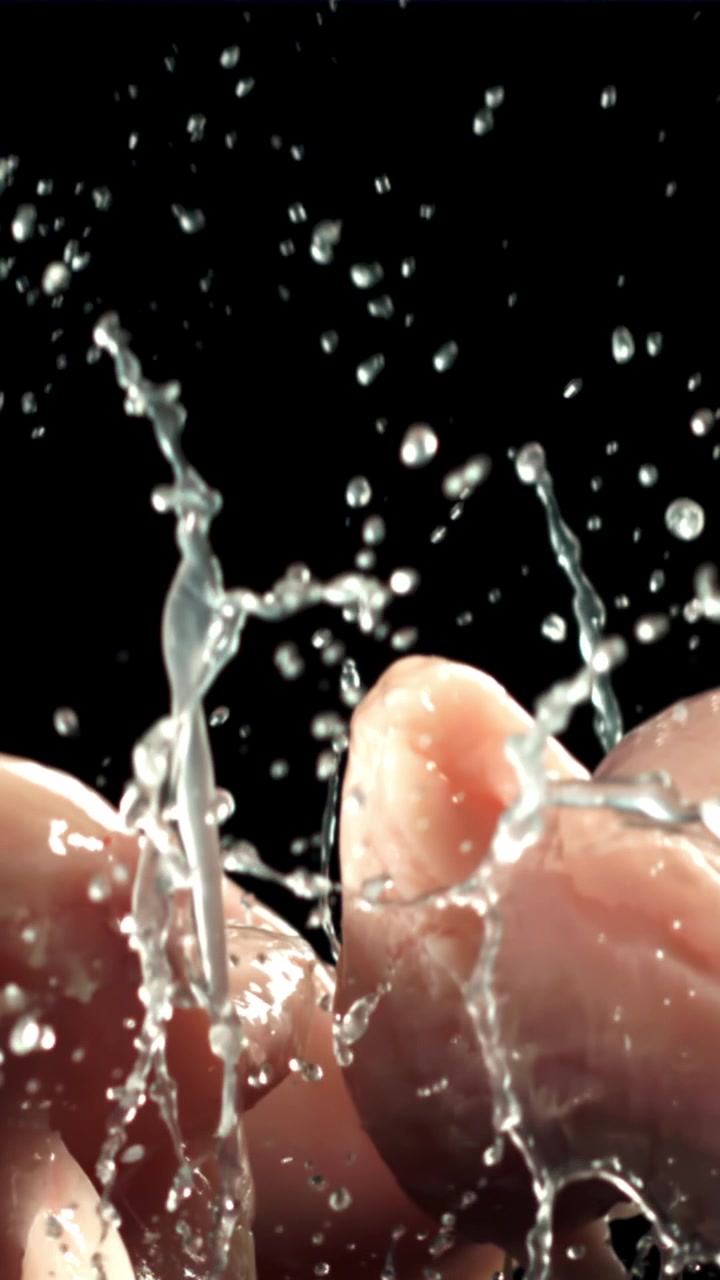 Acqua che schizza sulla pelle umana al rallentatore