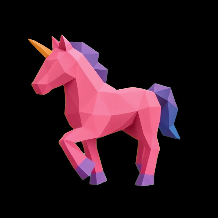 Animated Low Poly Pink Unicorn Walking Loop