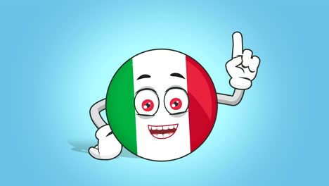 cartoon icon flag italy think and idea with face animation with alpha matte