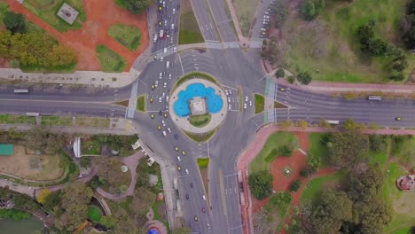airview of buenos aires city street avenue rotary with cars/traffic