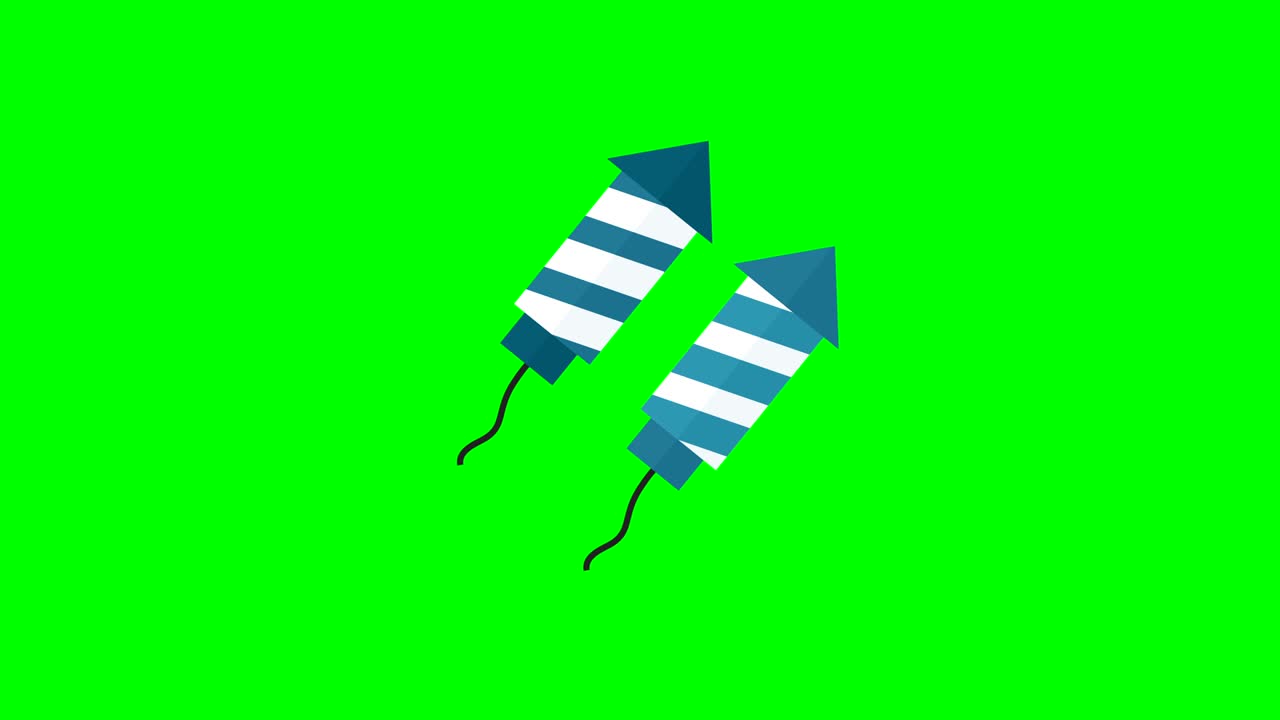 icono de animación de diseño plano de cohetes de fuegos artificiales