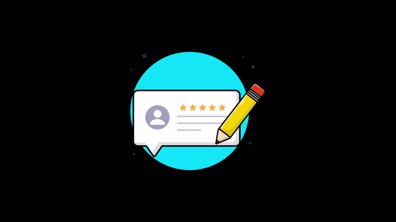 Animated Icon of User Review and Rating with Pencil