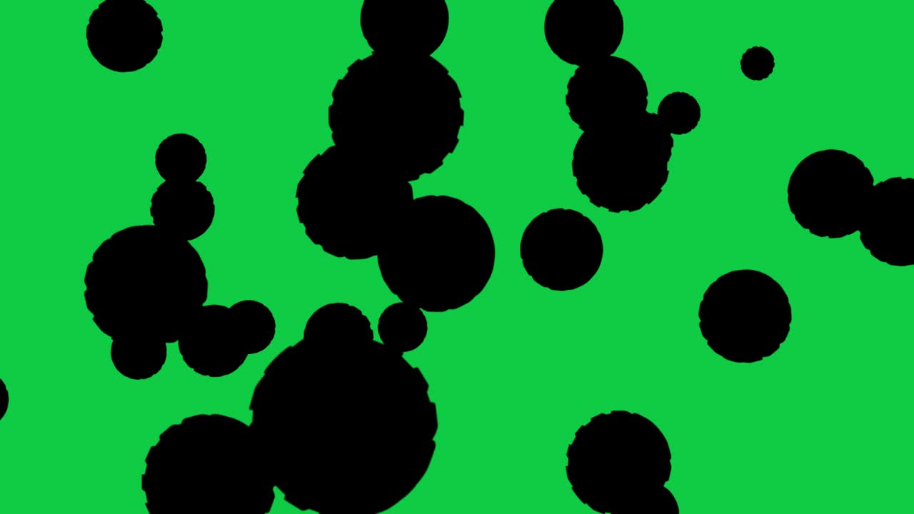 Advancing balls - Many balls spinning around and moving forward - Abstract colorfull spheres animation - 4K Abstract geometric shapes frame, Clean Abstract Particle Frame Loopable Green Chroma key Background,