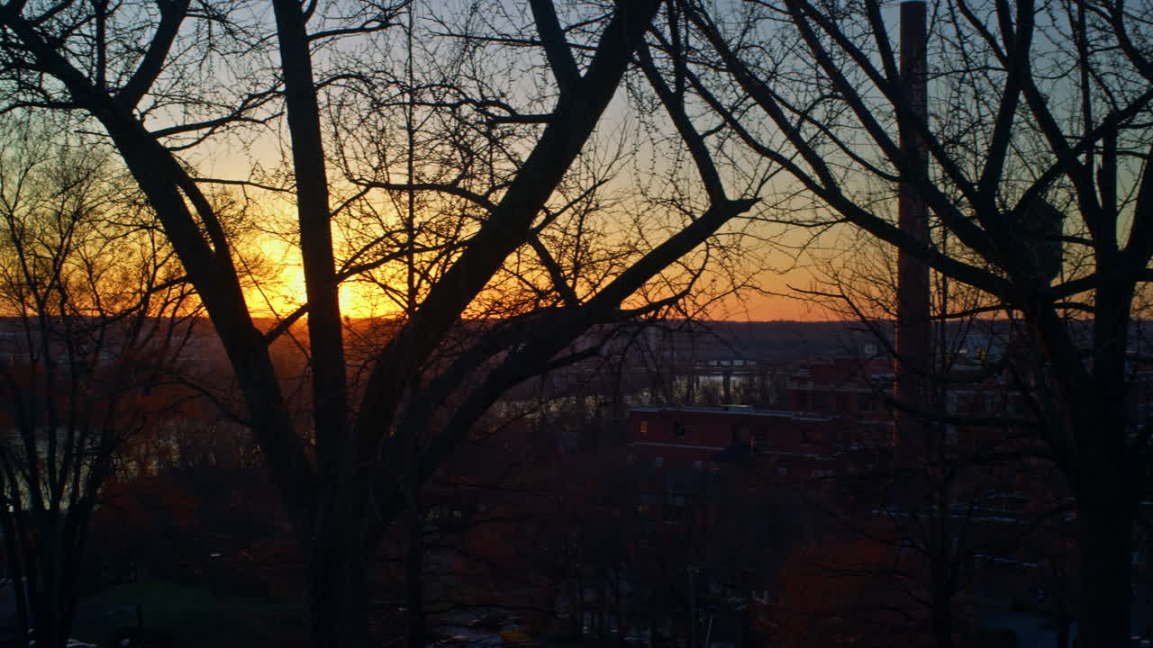 Gimbal shot of sunset in Downtown Richmond Virginia