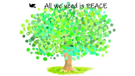 watercolor tree and dove of peace animation