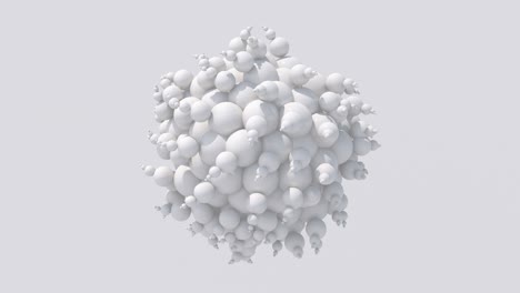 white abstract organic sphere. group of glossy balls. monochrome animation, 3d render.